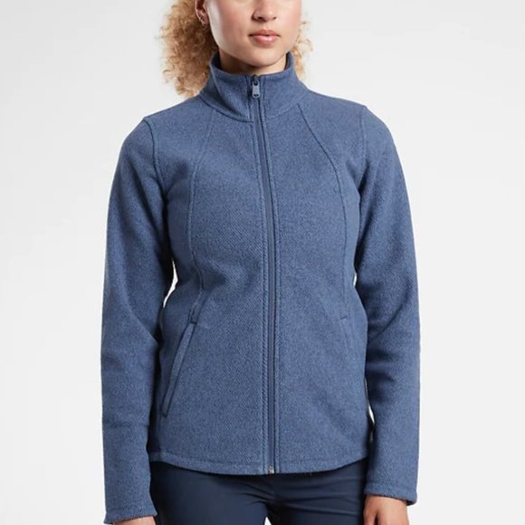 Athleta Stroll Fleece Full Zip Women's Sweatshirt S - Chrome Blue - Picture 6 of 8